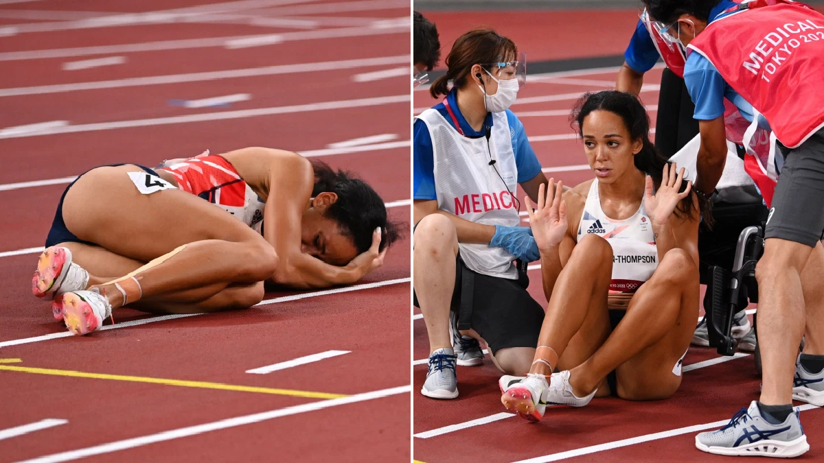 Katarina Johnson-Thompson’s Olympics ends in heartbreak after injury in 200m