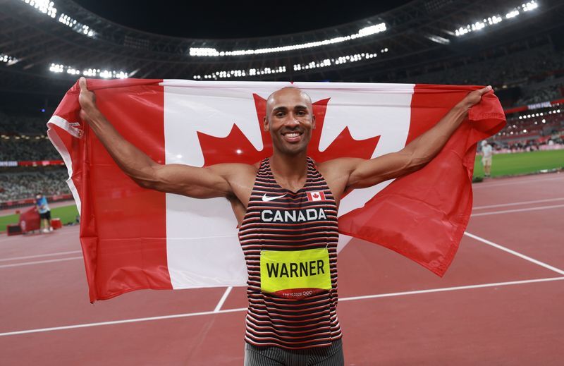 Olympics-Athletics-Canada's Warner breaks Games record on way to decathlon gold