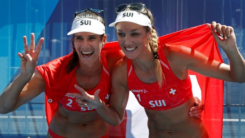 Olympics-Beach volleyball-Swiss women beat Latvia duo to win bronze medal