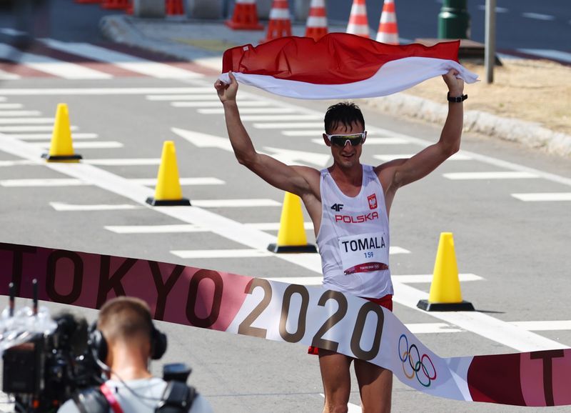 Olympics-Athletics-Poland's Tomala wins men's 50km race walk