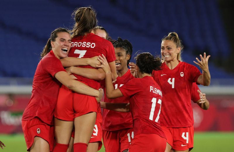 Olympics-Soccer-Canada take women's gold after shootout win over Sweden