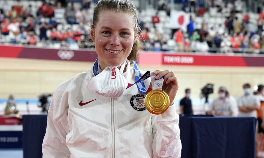 Olympics: American cyclist Jennifer Valente wins gold in crash-hit omnium