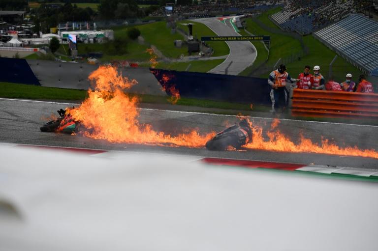Styrian Grand Prix halted as crashed bikes burns
