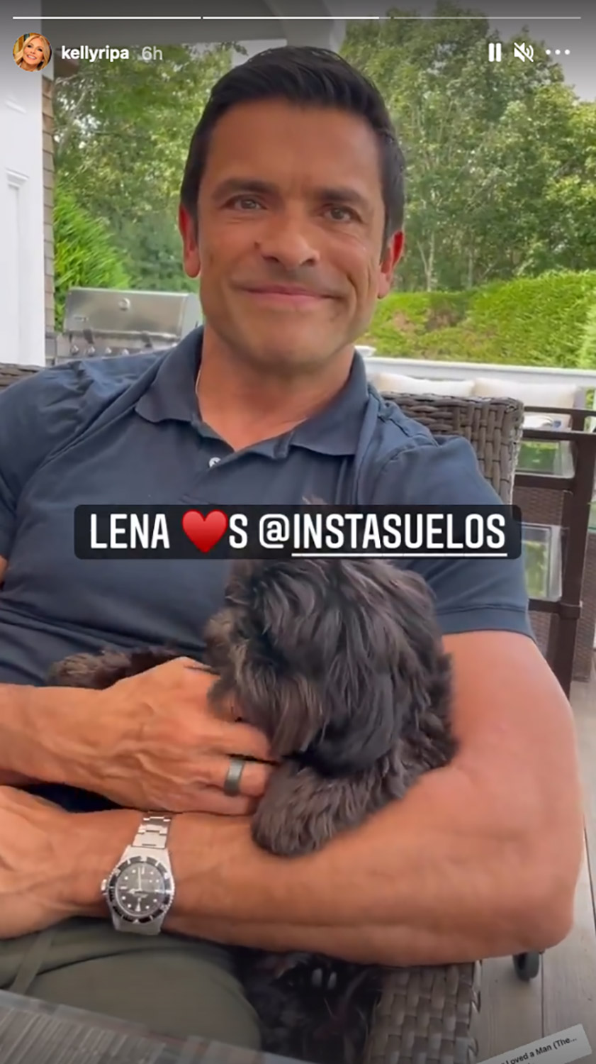 Kelly Ripa Shares Cute Videos of Husband Mark Consuelos Cuddling with Their Rescue Dog Lena