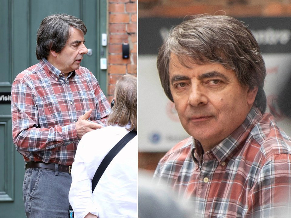 Rowan Atkinson rocks longer hair while filming new Netflix comedy Man ...