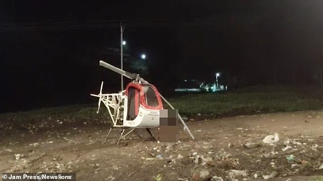 Shocking moment Indian man, 24, is killed by flying rotor blade after test flight of homemade helicopter goes horrifically wrong