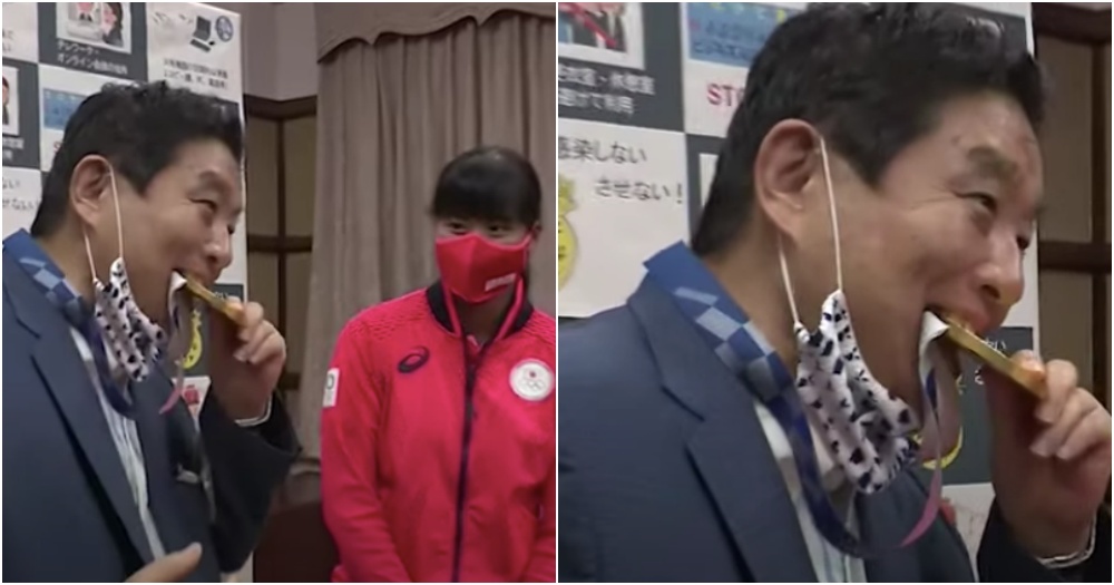 Japanese athlete to get Olympic gold medal replaced after mayor bites it without permission