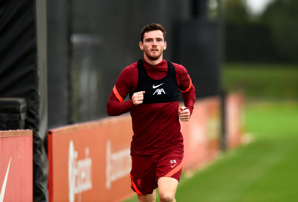 Liverpool handed boost as Andy Robertson returns to training just nine days after ankle ligament injury