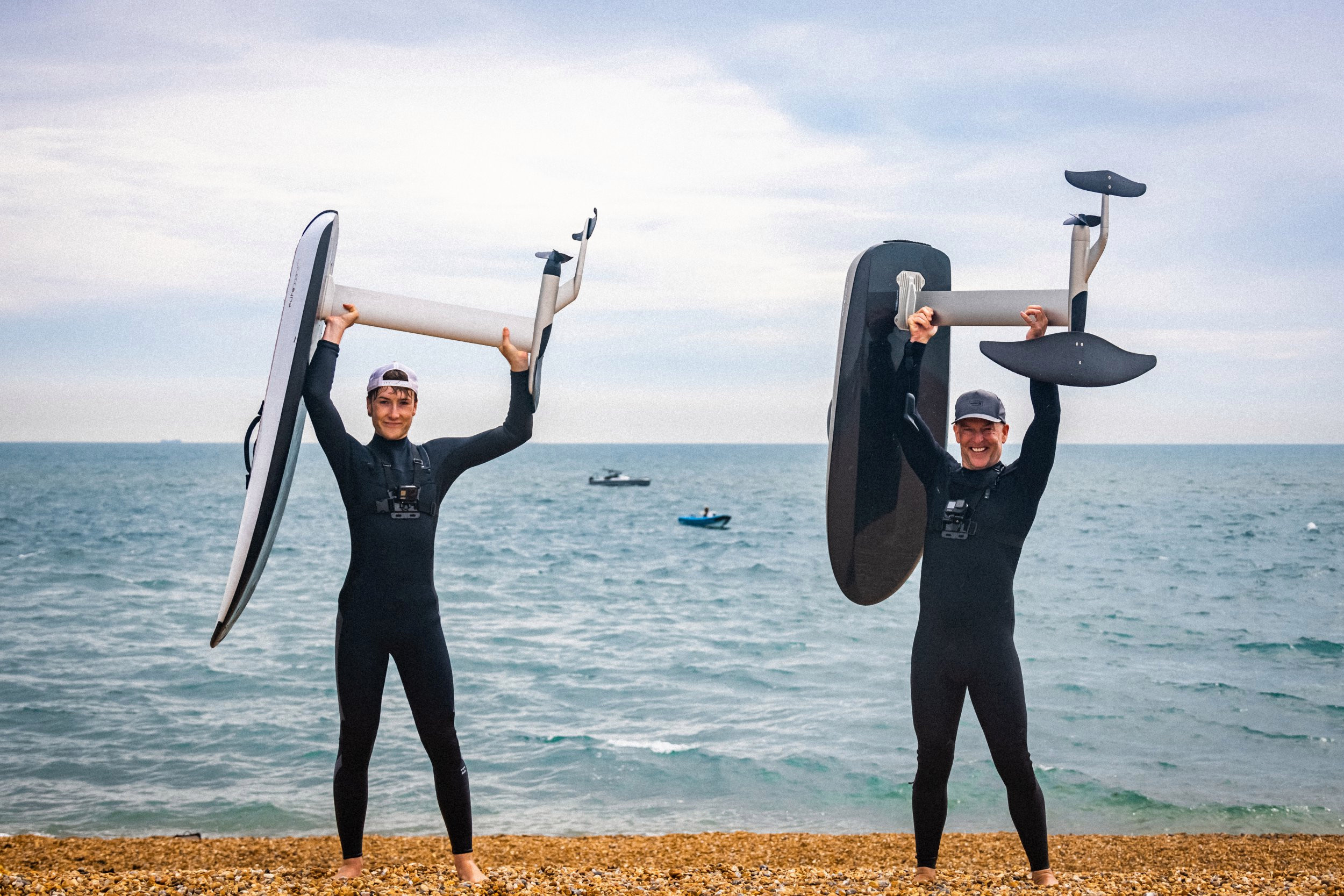 Father and son set world record crossing English Channel on high-tech eFoil boards