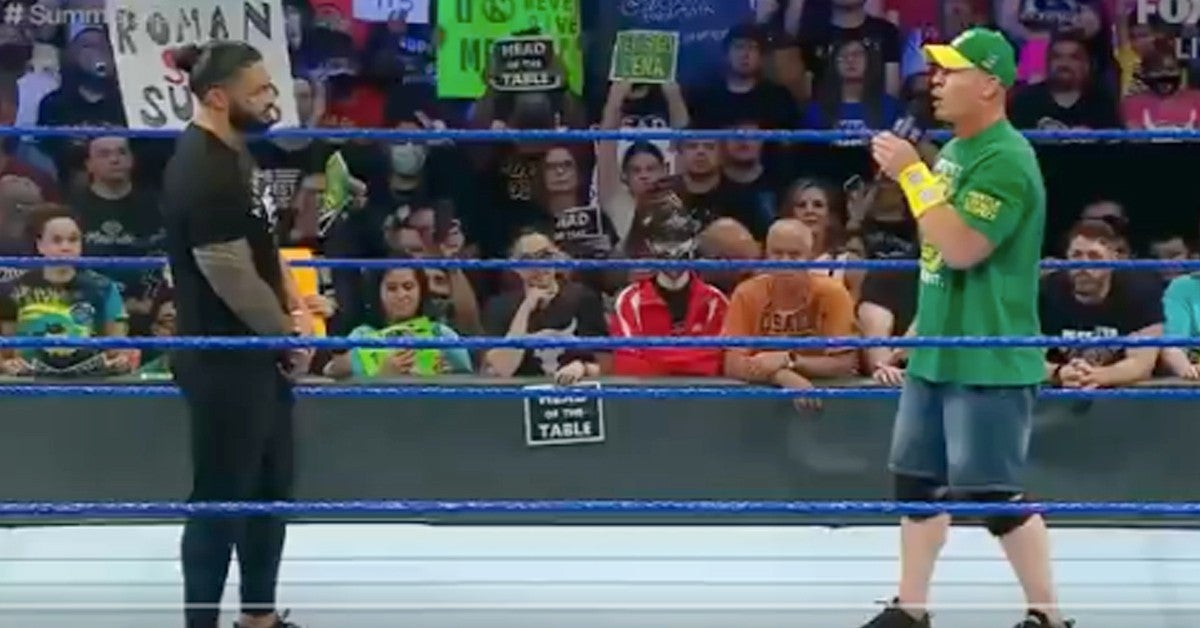 WWE's John Cena Pins Roman Reigns After Showdown on SmackDown