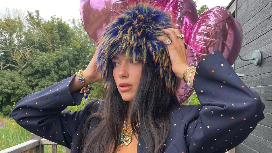 Dua Lipa Rang In Her 26th Birthday Wearing a Sheer Bra and a Crystal-Studded Pantsuit