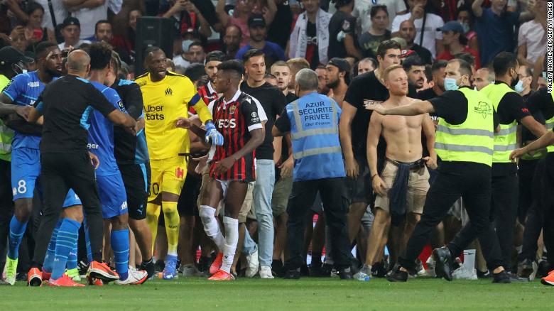 French football club Nice docked points after crowd trouble halted match against Marseille