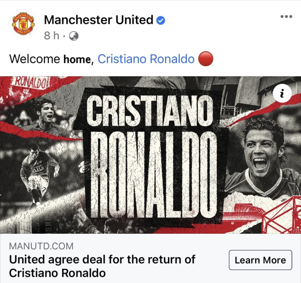 Cristiano ronaldo confirms move back to man utd