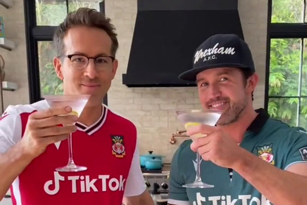 Ryan Reynolds and Rob McElhenney celebrate Wrexham FC’s first win with classy cocktails