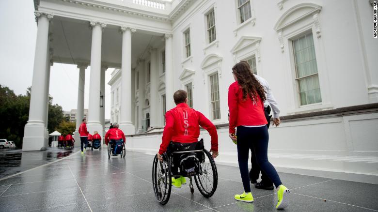 Paralympian says he had to be pulled through White House kitchen lift because 'they didn't have an elevator'