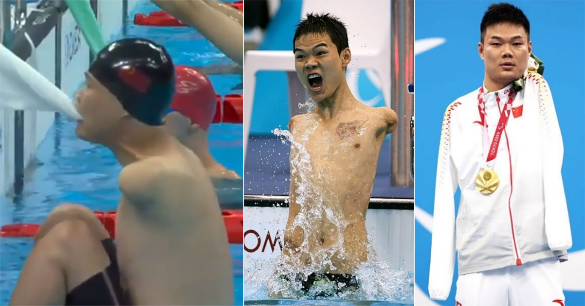 Armless Chinese swimmer breaks own backstroke world record, wins 4 Paralympic gold medals