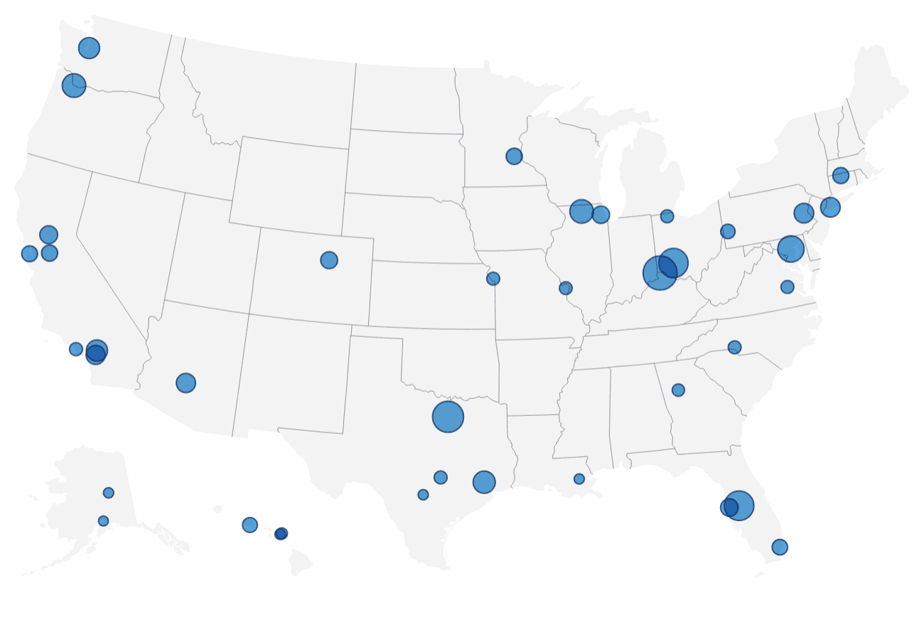 This map shows how Amazon is rapidly growing its air fleet across the U.S.