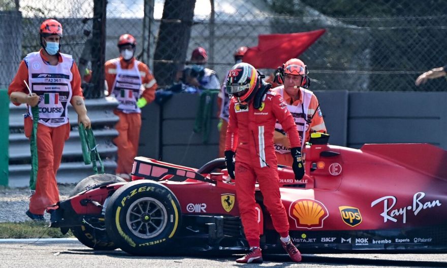 Motor racing: Carlos Sainz crashes as Lewis Hamilton leads final Italian GP practice