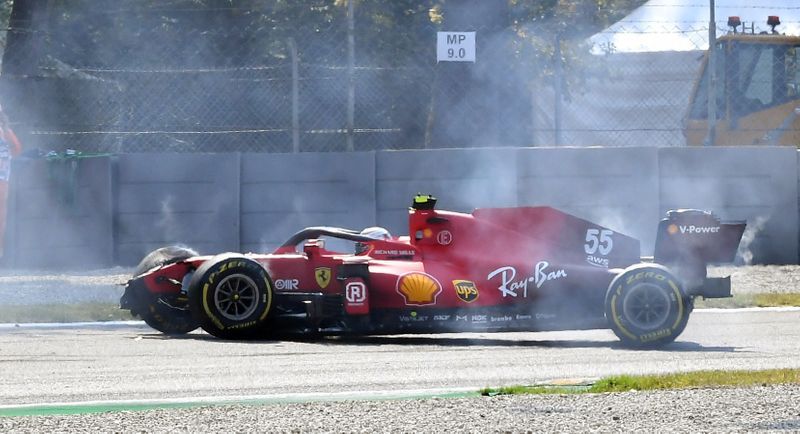 Motor racing-Sainz crashes as Hamilton leads final Italian GP practice