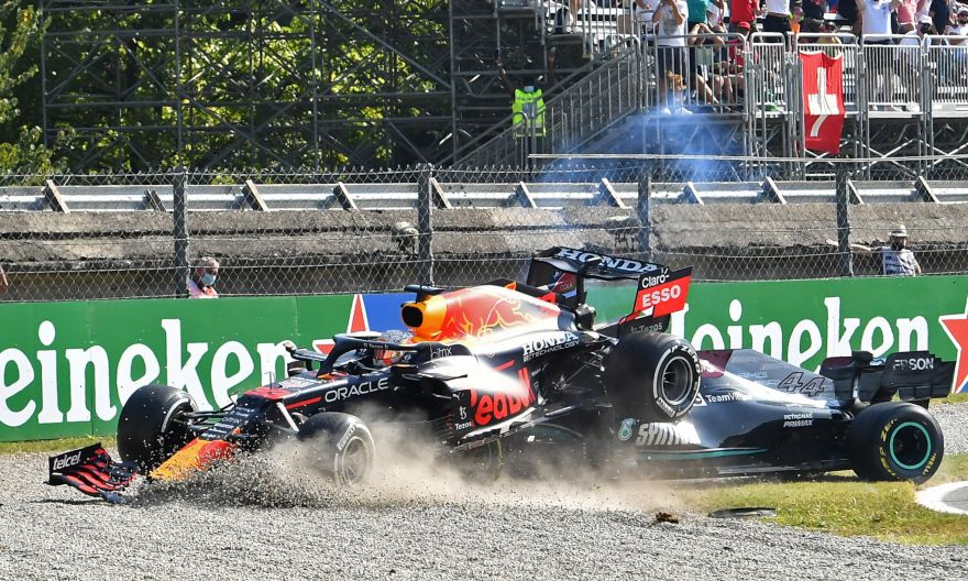Motor racing: Hamilton and Verstappen collide and crash at Monza