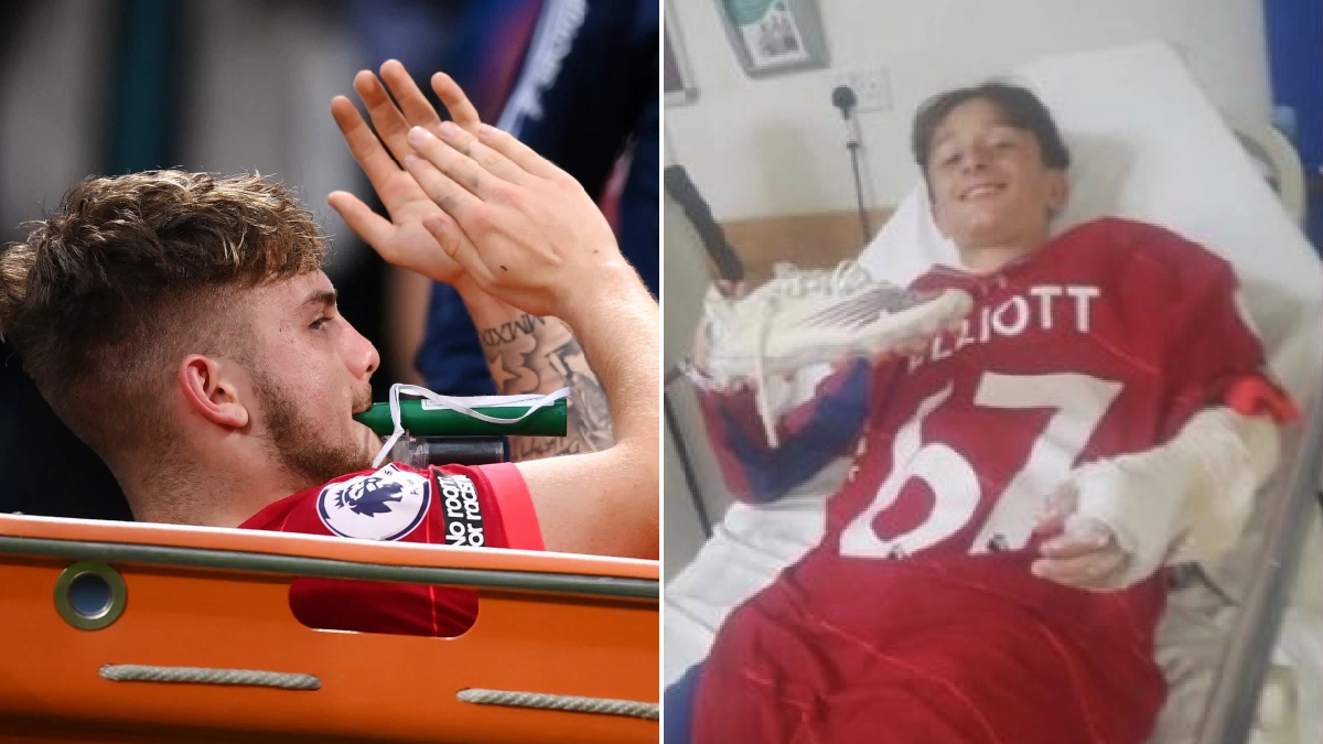 Liverpool midfielder Harvey Elliott gifts shirt and boot to fellow hospital patient after horror injury