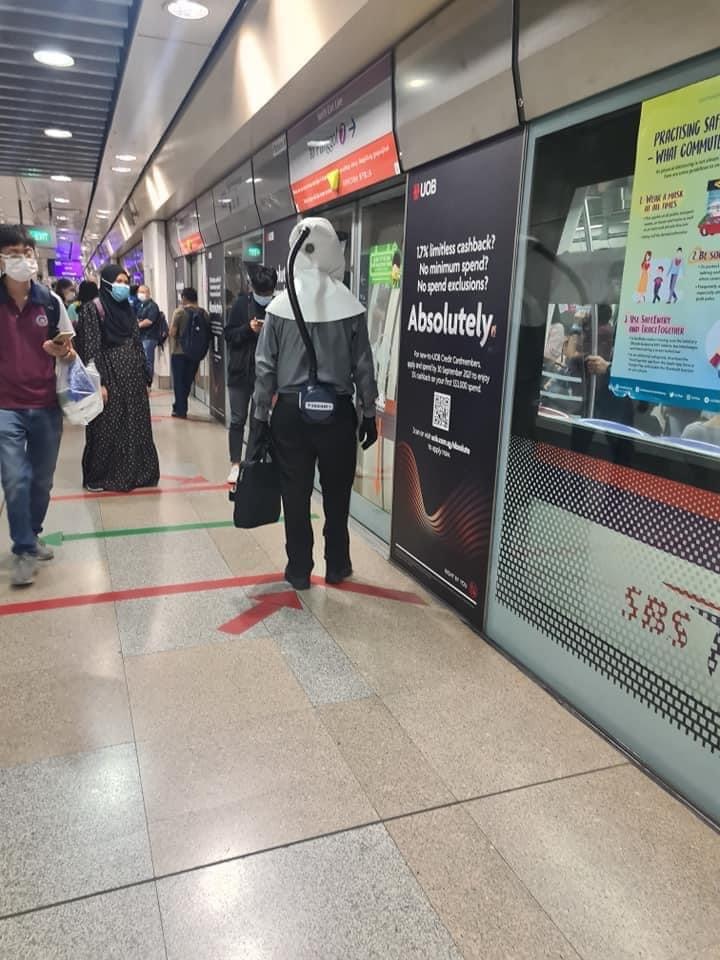 SG man wears ultimate protection to take MRT