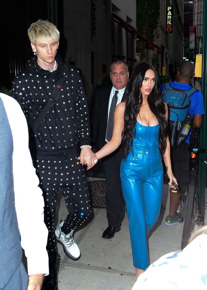 Megan Fox Wore A Blue Leather Jumpsuit For Date Night With Machine Gun Kelly