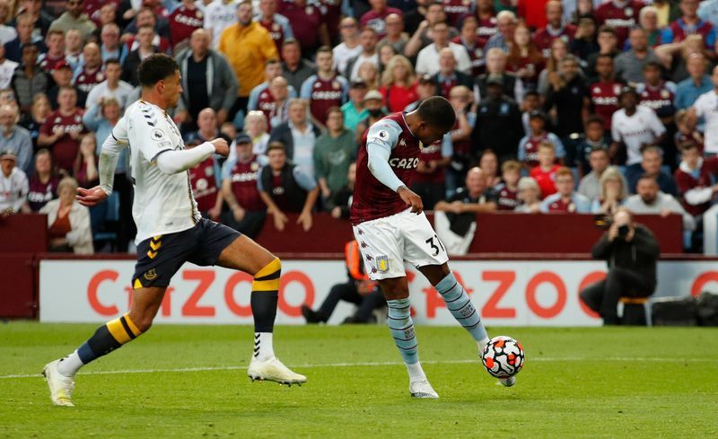Soccer-Villa end Everton's unbeaten start with 3-0 win