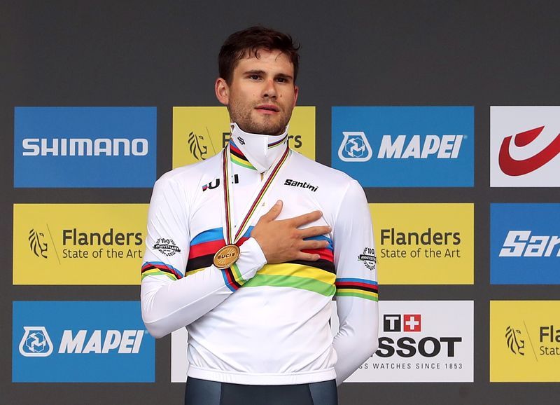 Cycling-Ganna breaks Belgian hearts to retain time trial title