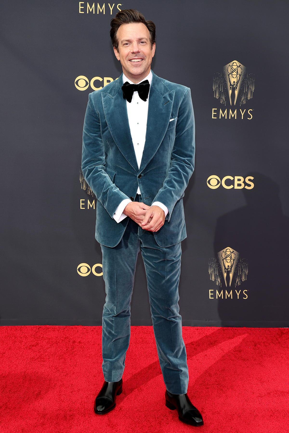 Jason Sudeikis Wears Eazy-E Socks with His Velvet Tom Ford Suit at the 2021 Emmy Awards