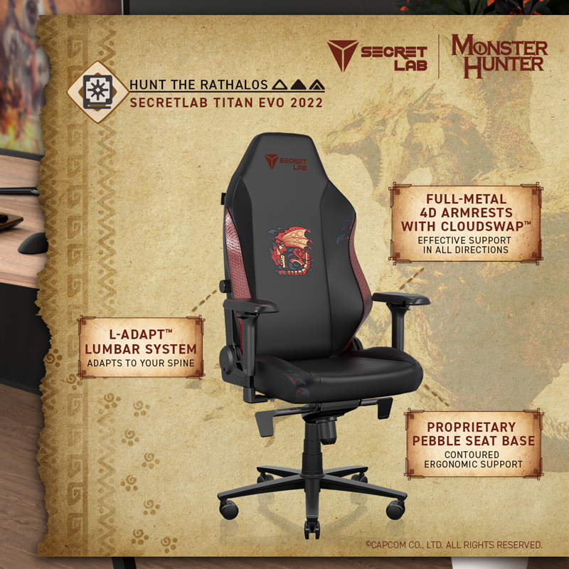 Secretlab's first Monster Hunter gaming chair features Rathalos