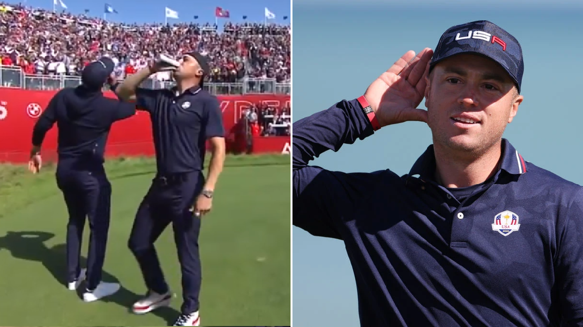 Justin Thomas and Daniel Berger down beers on first tee as USA dominate Europe in Ryder Cup