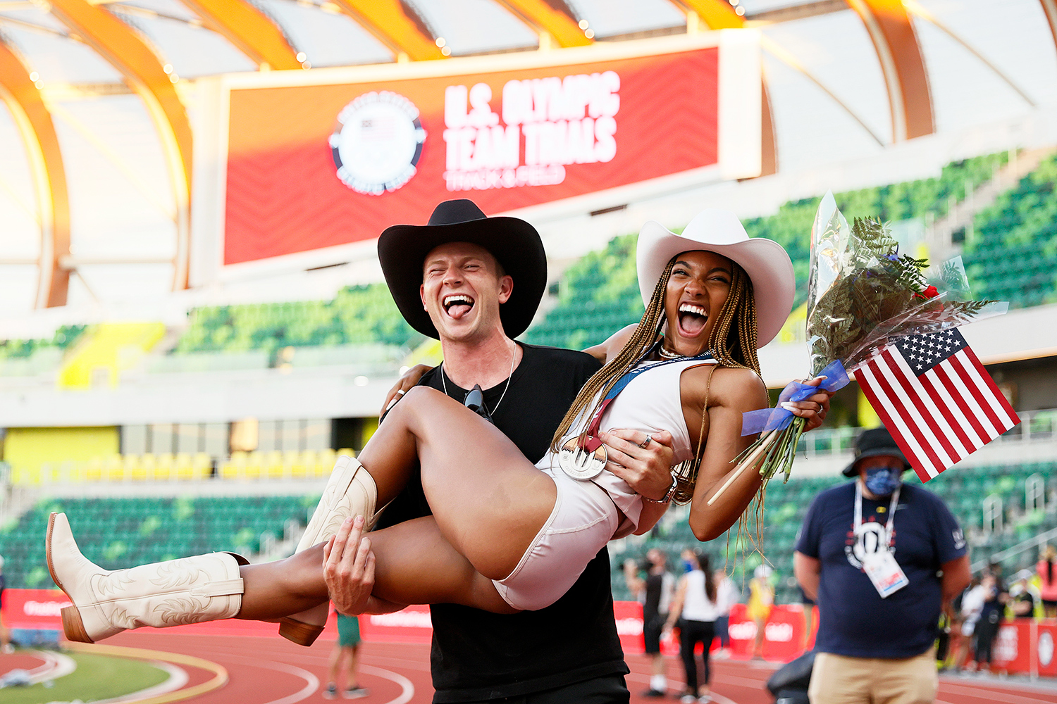 Track and Field Stars Hunter Woodhall and Tara Davis Get Engaged During Romantic Mexican Getaway