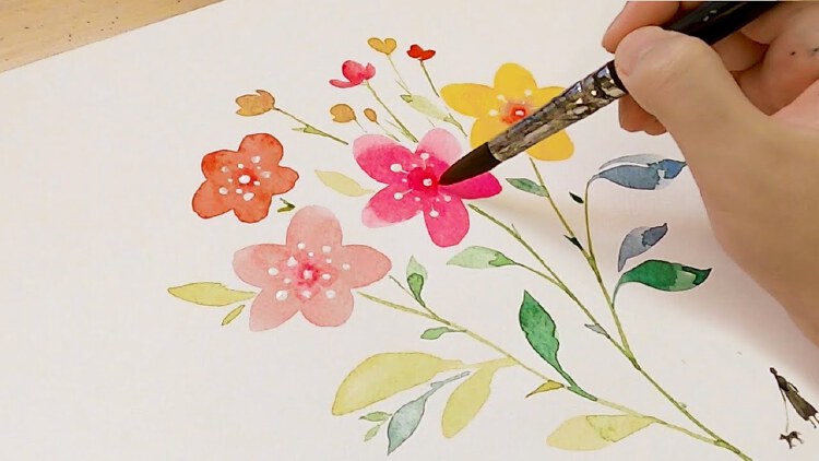 Simple Flowers Watercolor Painting