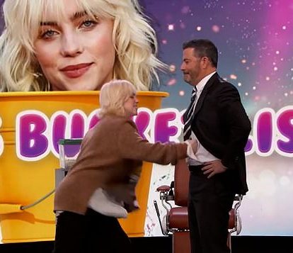 Billie Eilish punches Jimmy Kimmel in the stomach on live TV to complete childhood bucket list