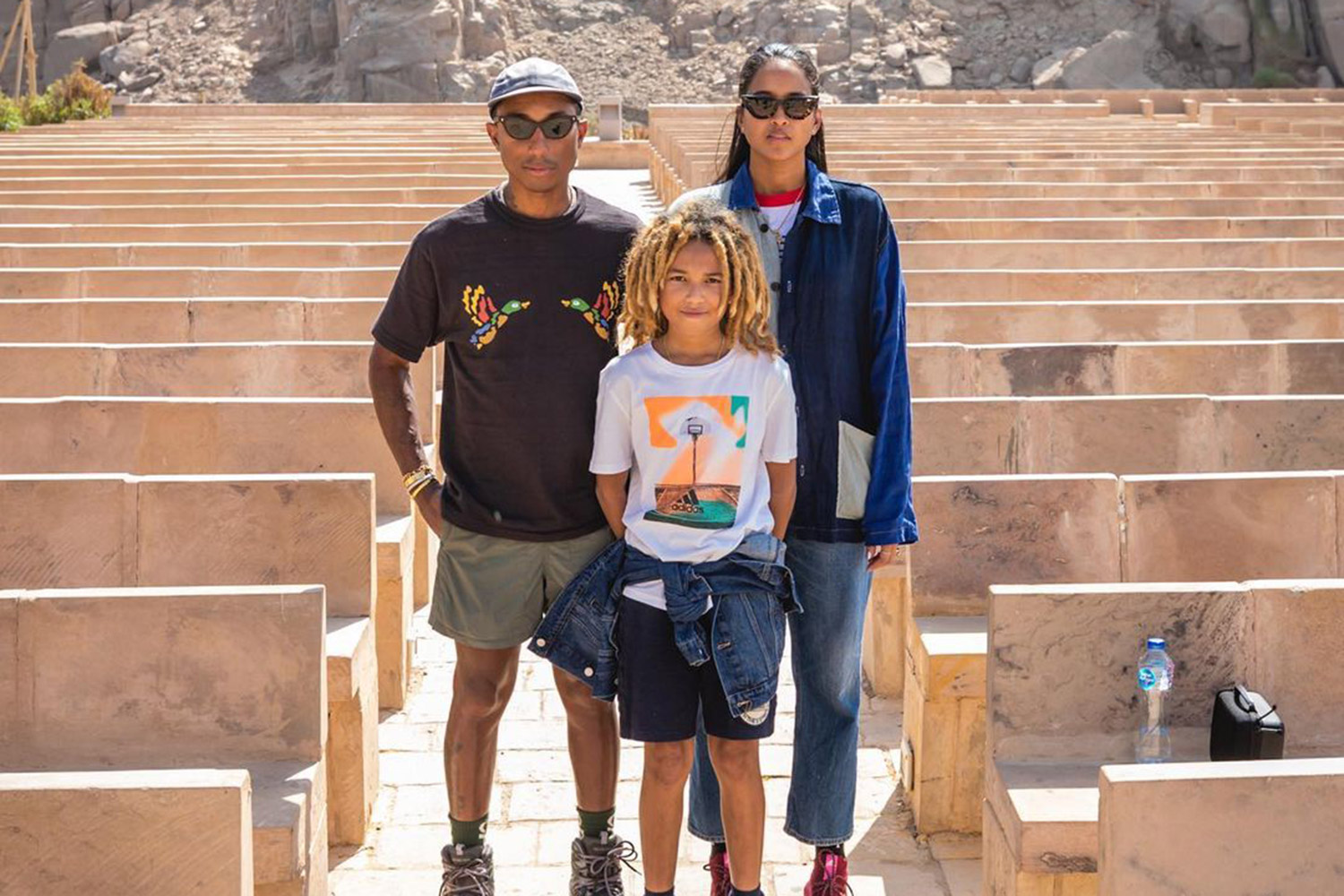 Pharrell Williams Shares Rare Family Photo with Wife Helen and Son Rocket from Egypt Trip