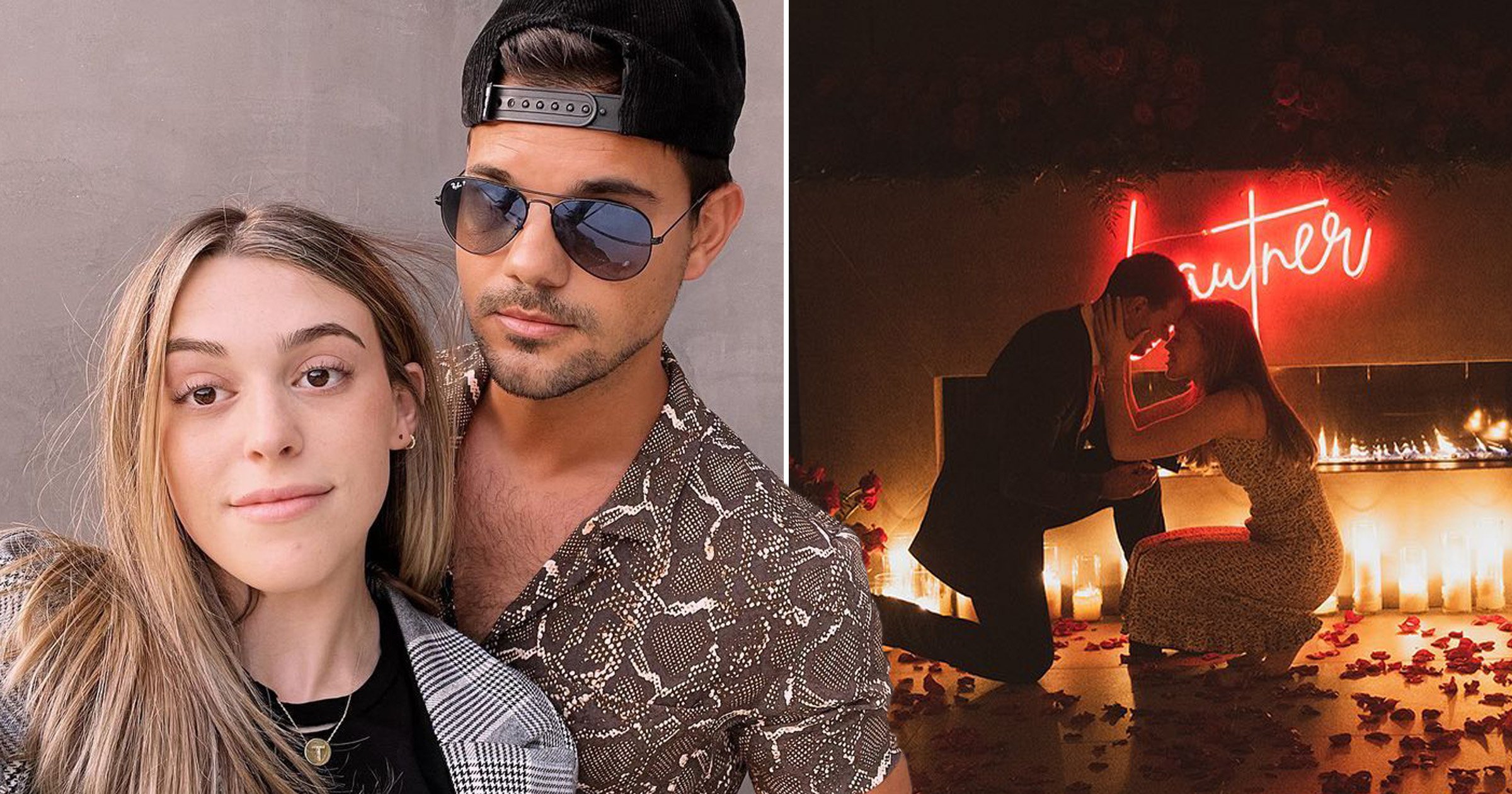 Taylor Lautner engaged to Tay Dome after three years of dating as he shares romantic proposal