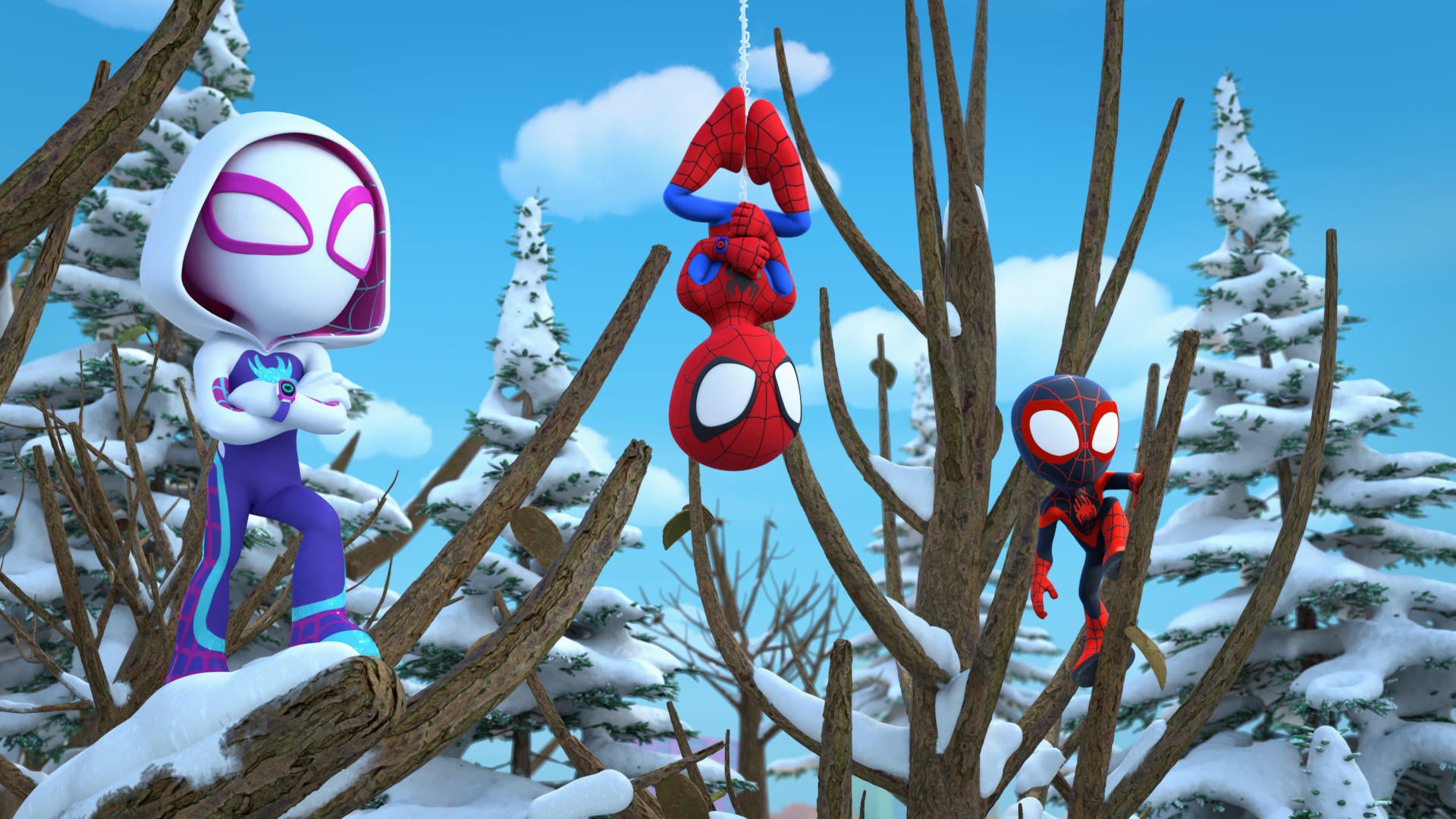 Marvel's Spidey and His Amazing Friends: Spider-Man, Miles Morales, and Ghost Spider Save the Holidays in New Clip (Exclusive)