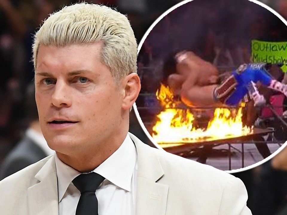 AEW star Cody Rhodes’ burned back covered in scars after crashing through flaming table