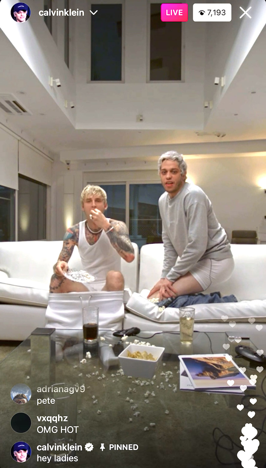 Pete Davidson and Machine Gun Kelly strip down to their underwear for Calvin Klein Instagram Live