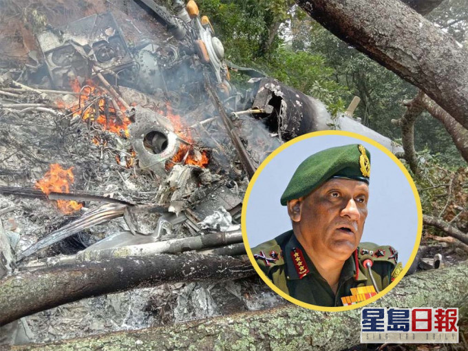 印度军用直升机坠毁最少13人丧生 包括国防参谋长及其妻