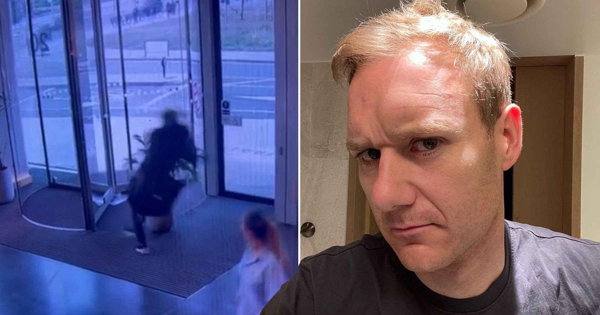 Dan Walker runs into glass door in jaw dropping CCTV footage of injury which nearly caused him to quit Strictly