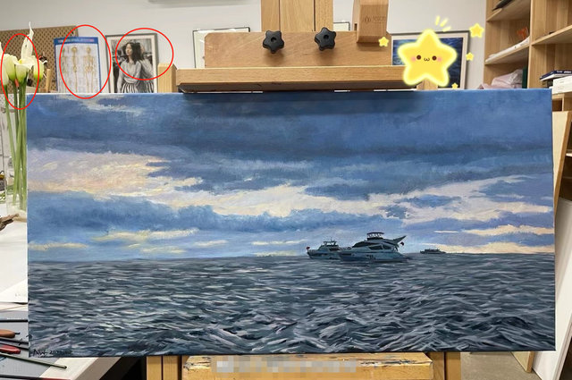 12岁王诗龄晒油画作品，意外曝光画室内景，画作曾被拍卖至10万元