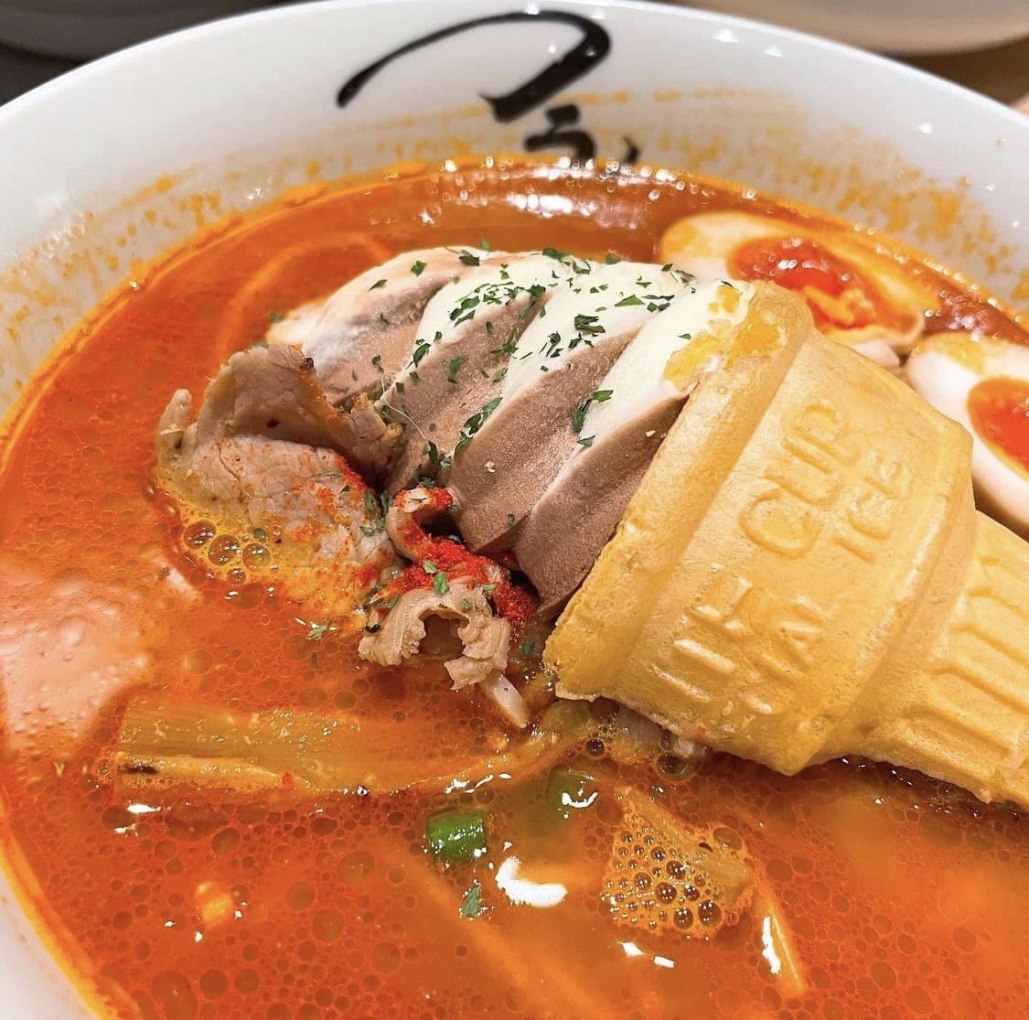 Japanese Restaurant Offers Spicy Ramen With A Whole Soft Serve Cone