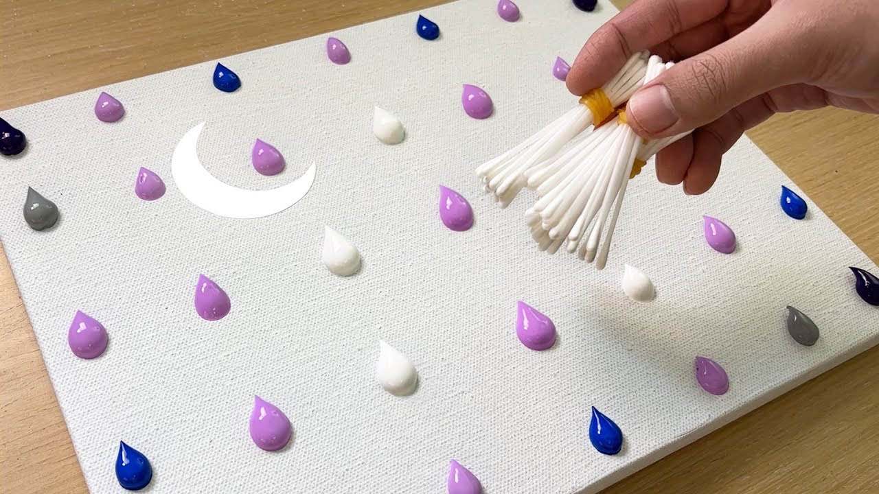 Painting Dandelions under Moonlight / Acrylic Painting Technique for Beginners