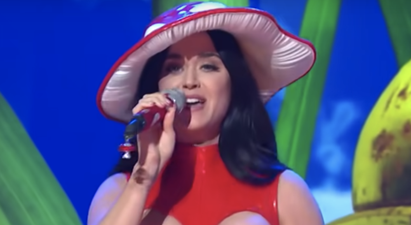 Katy Perry Paired Her Red Latex Bodysuit with Fringed Chaps During Her SNL Performance