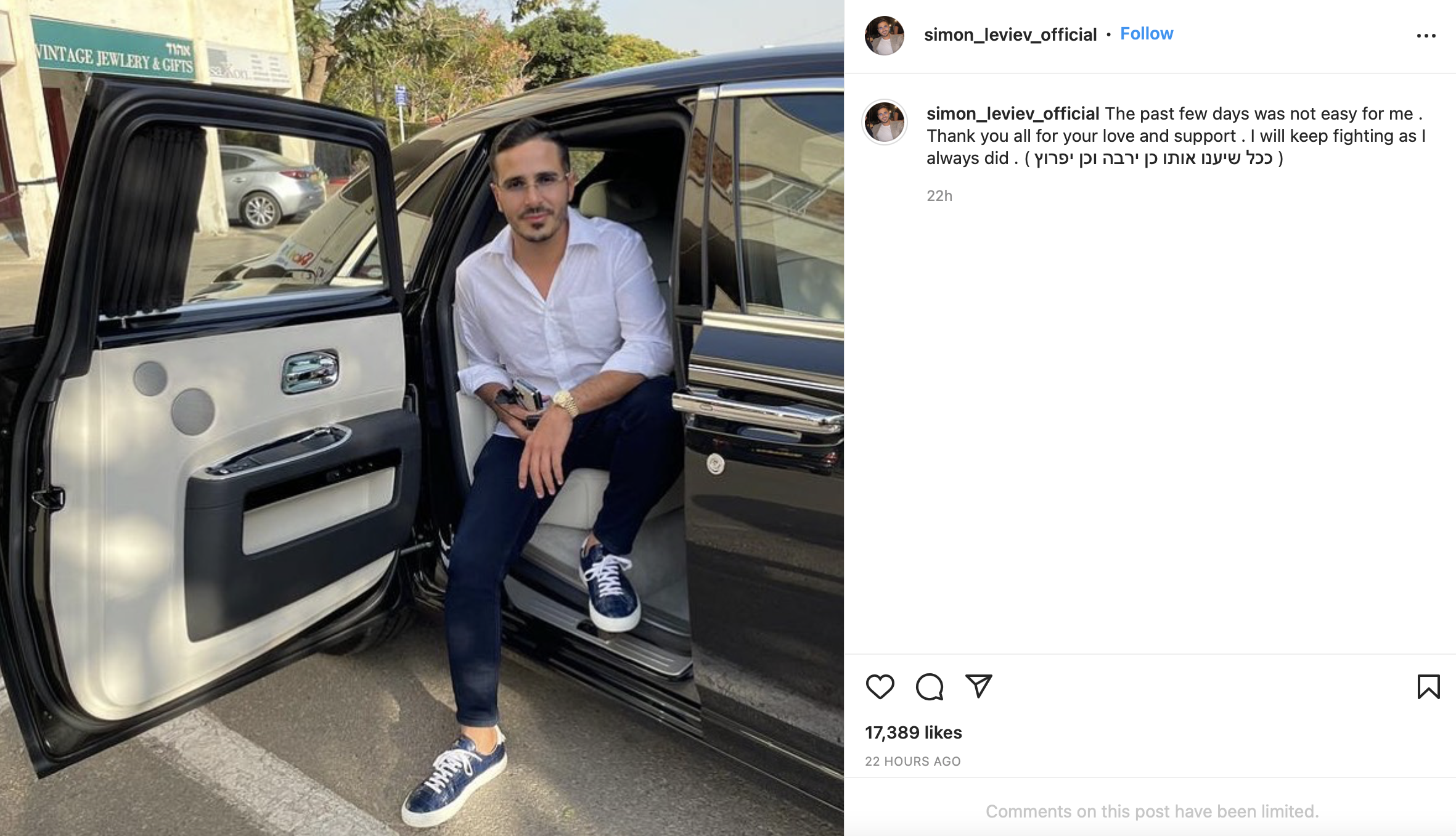 Simon Leviev Returns To Instagram With Message To His Followers