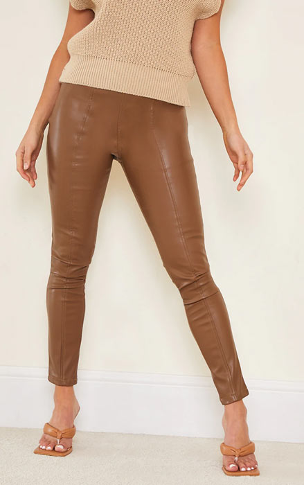 Alex Scott looks ultra-glamorous in faux leather leggings
