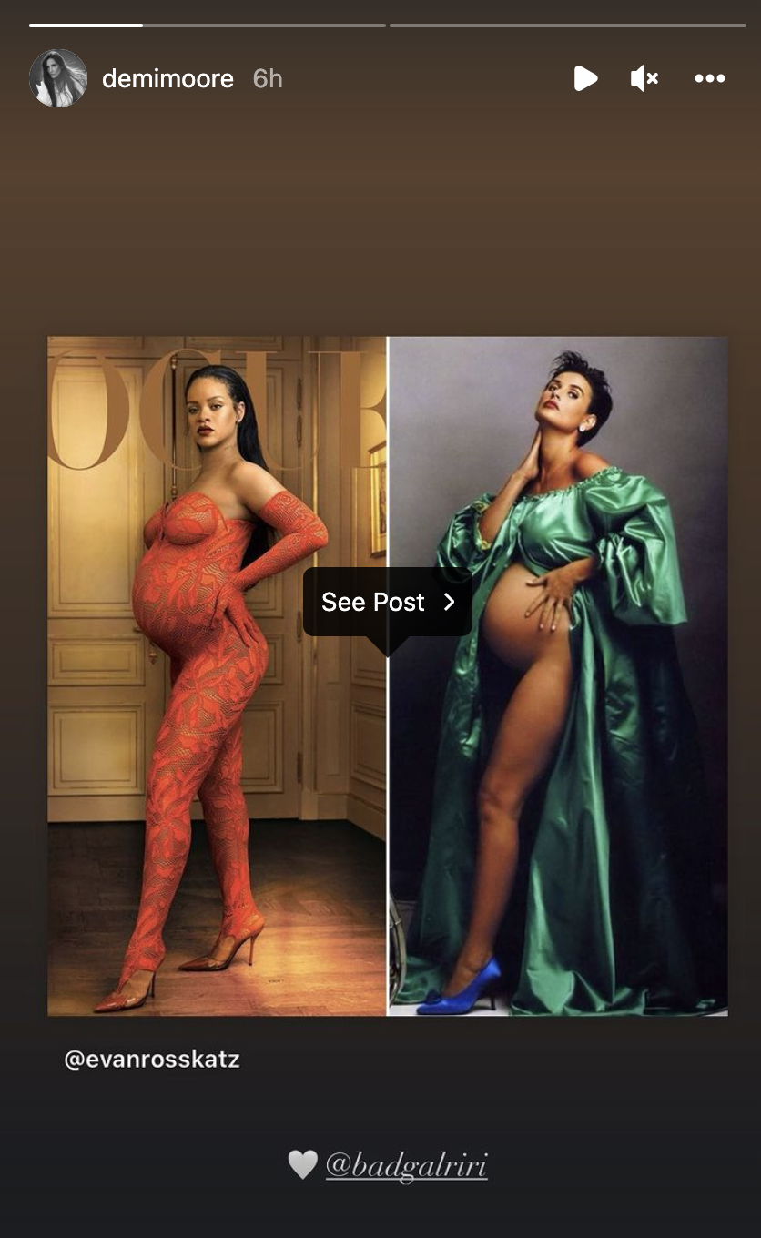 Demi Moore sends Rihanna love as fans compare their daring pregnancy shoots