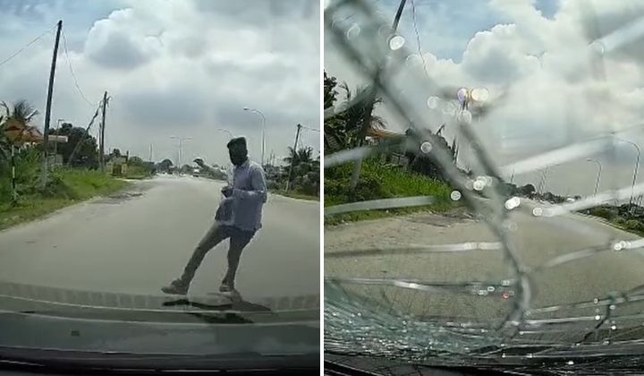 [Watch] Random Man Throws Himself At A Moving Car As A Scam Tactic, Plan Foiled By Dashcam Video